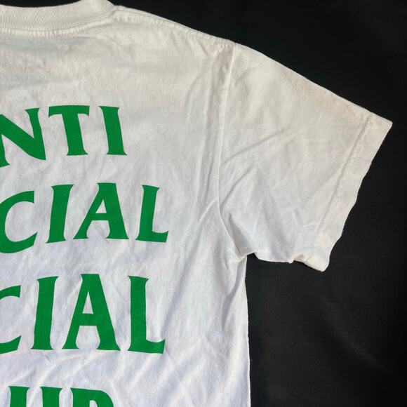 Anti Social Social Club Green Logo Pink Rose Tee Made in USA Size S - Picture 10 of 11